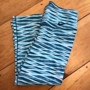 Nike Aqua and White Cropped Leggings